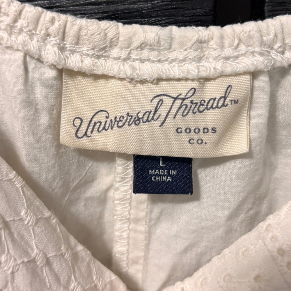 Universal Thread Shift Dress Ivory Eyelet Boho Cottage Party Coastal Casual Sz L - Picture 3 of 7